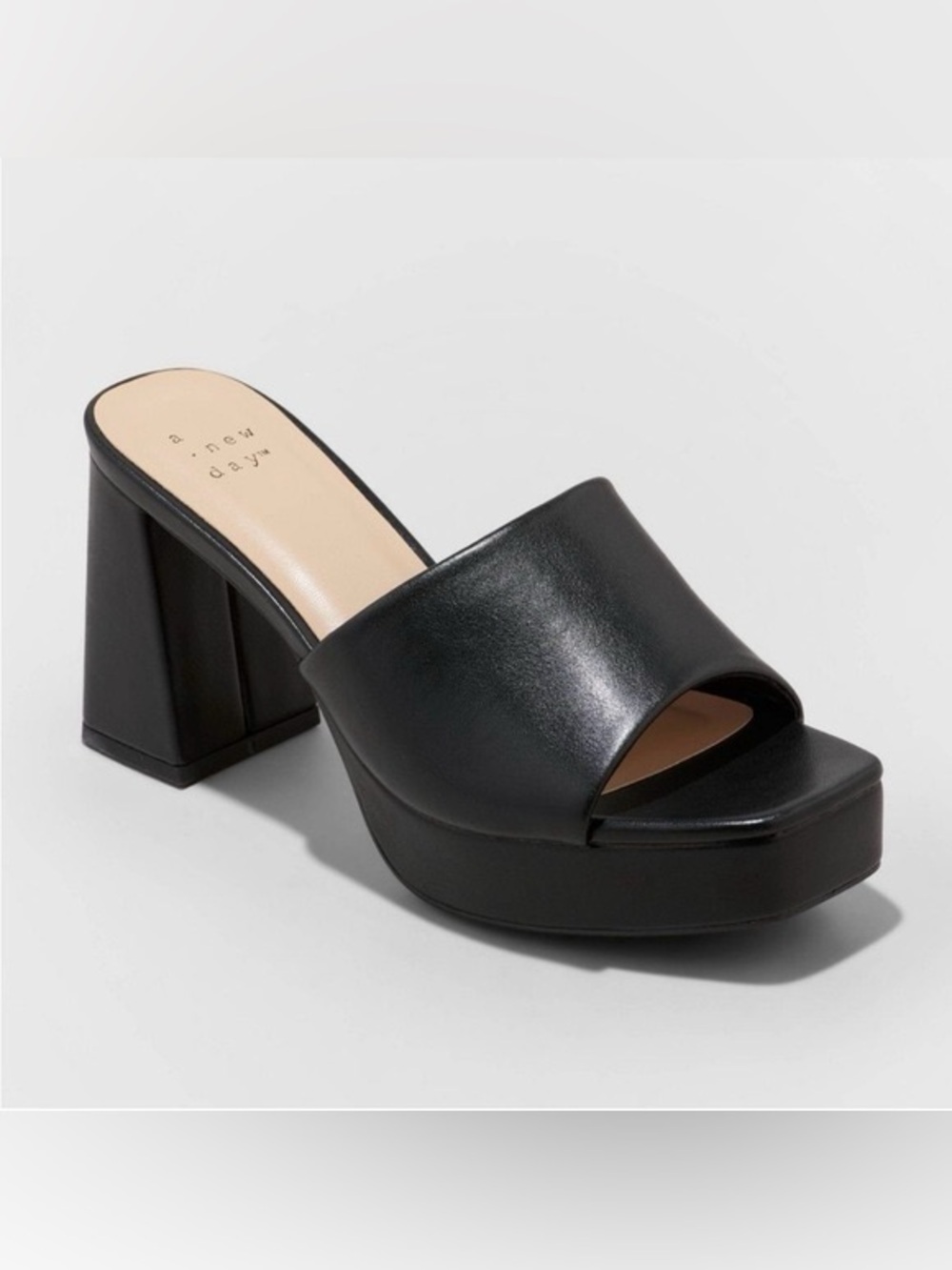 A New Day Block Heel Platform Slide Sandal - Black